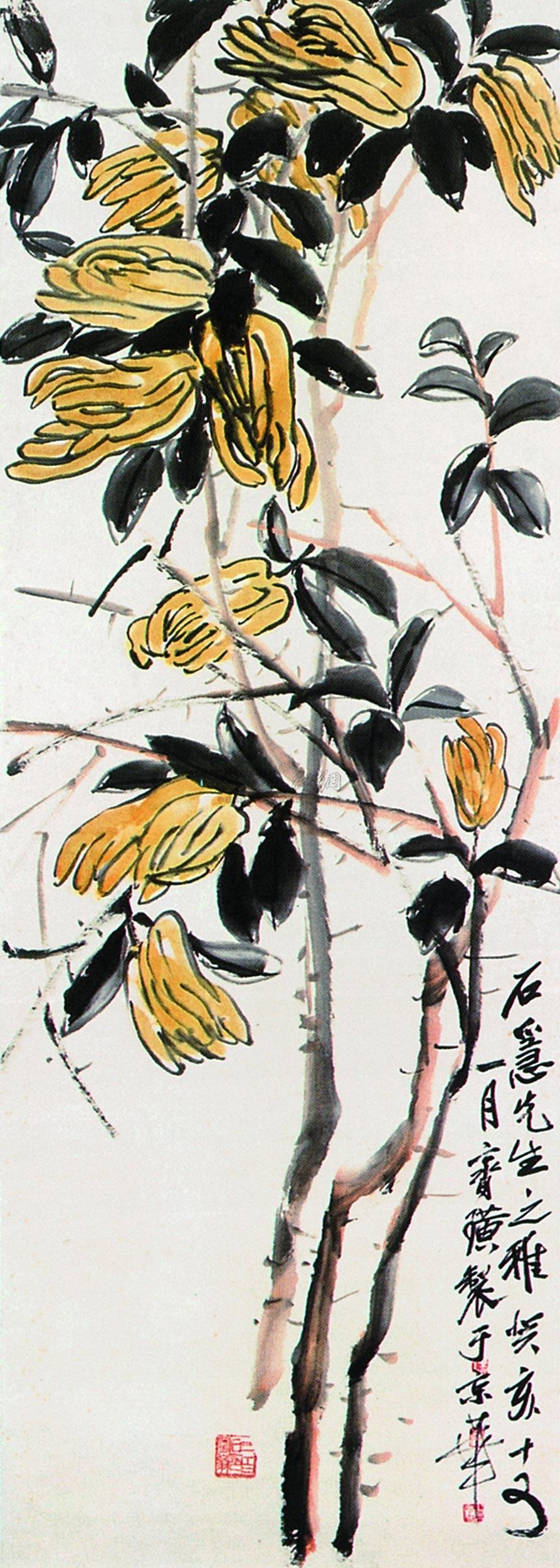 064 癸亥十又一月(1923年)作 佛手树 立轴 设色纸本