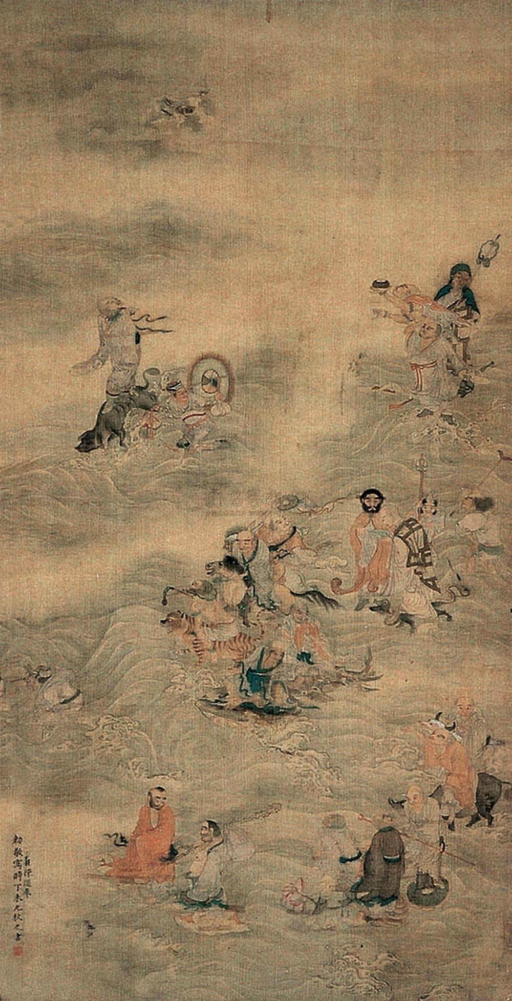 0912群仙图立轴设色绢本