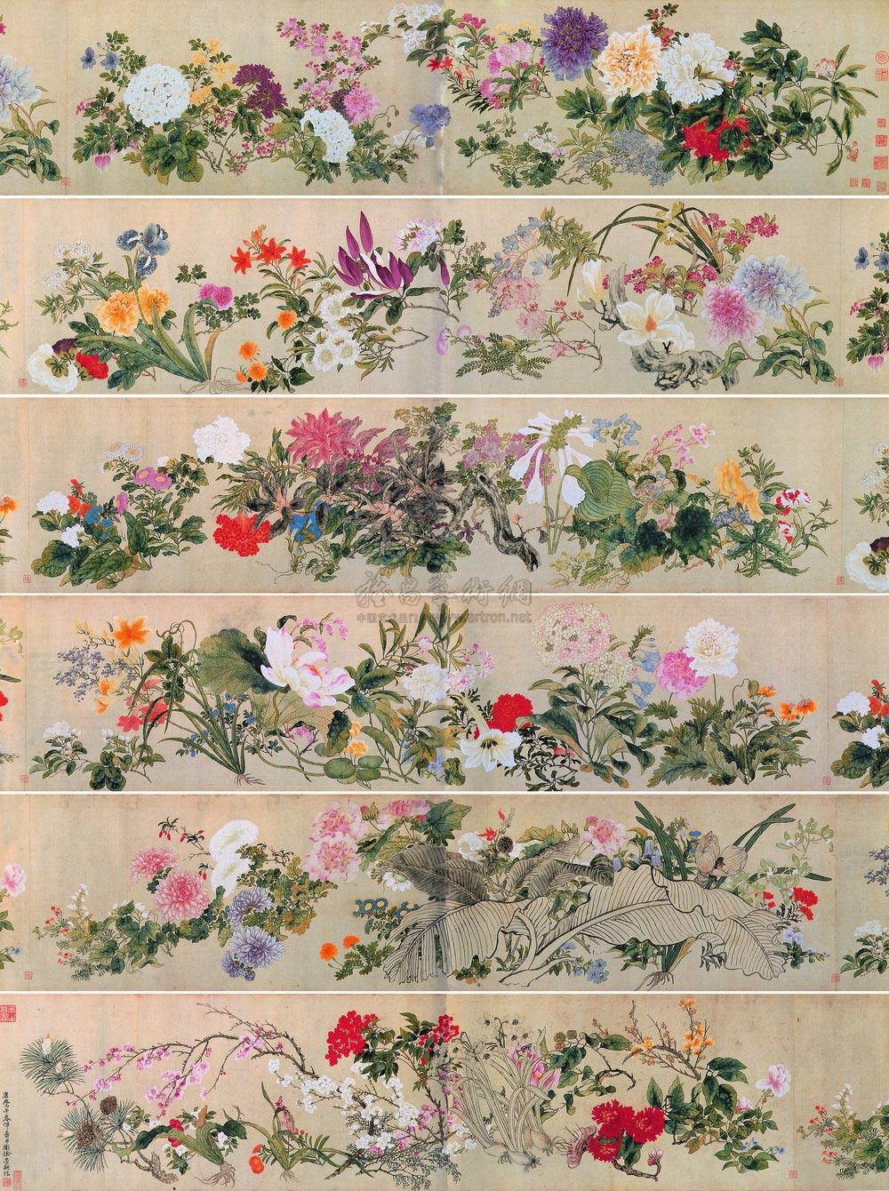 474 1666年 百花图 手卷 设色绢本