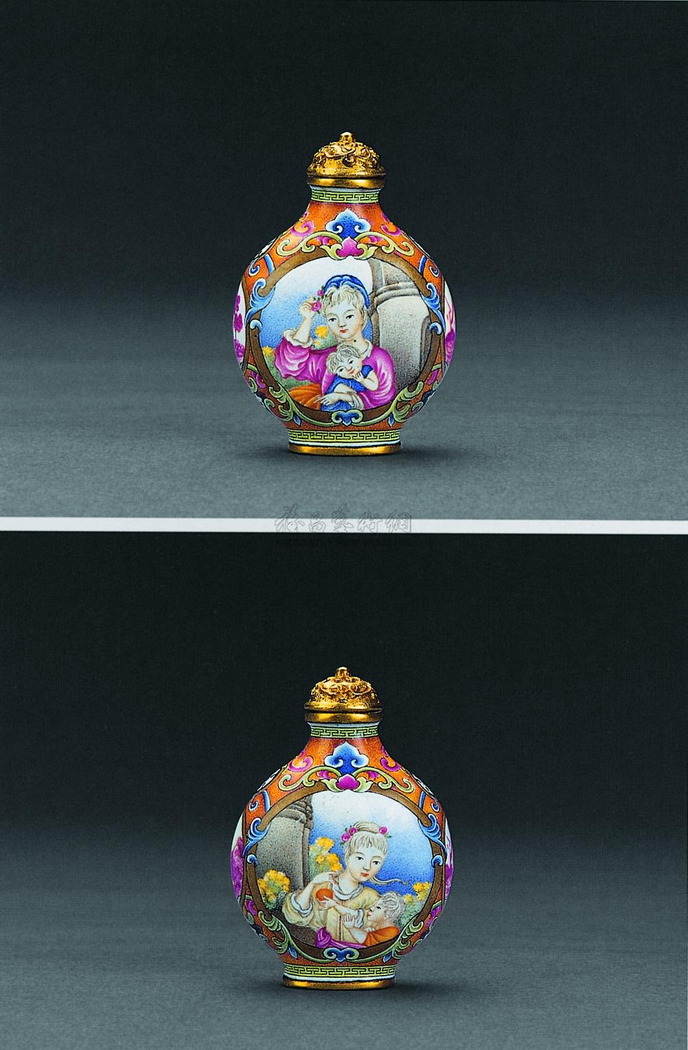 【清乾隆 御制铜胎画珐琅开光西洋人物图鼻烟壶】拍卖品_图片_价格