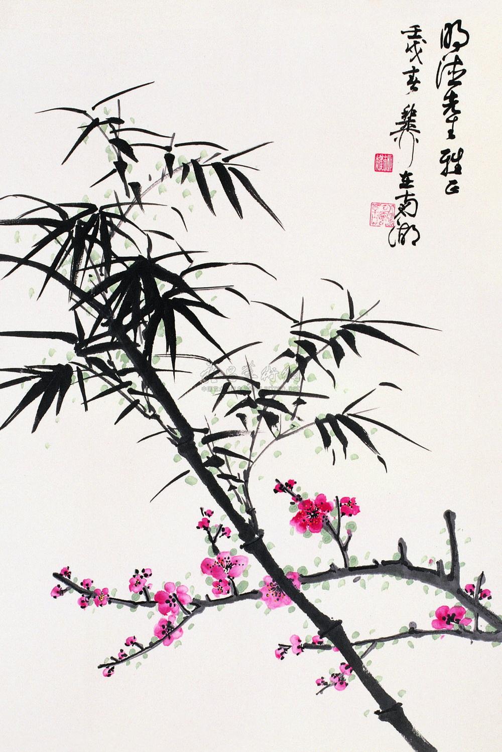 0127 梅竹 立轴 设色纸本