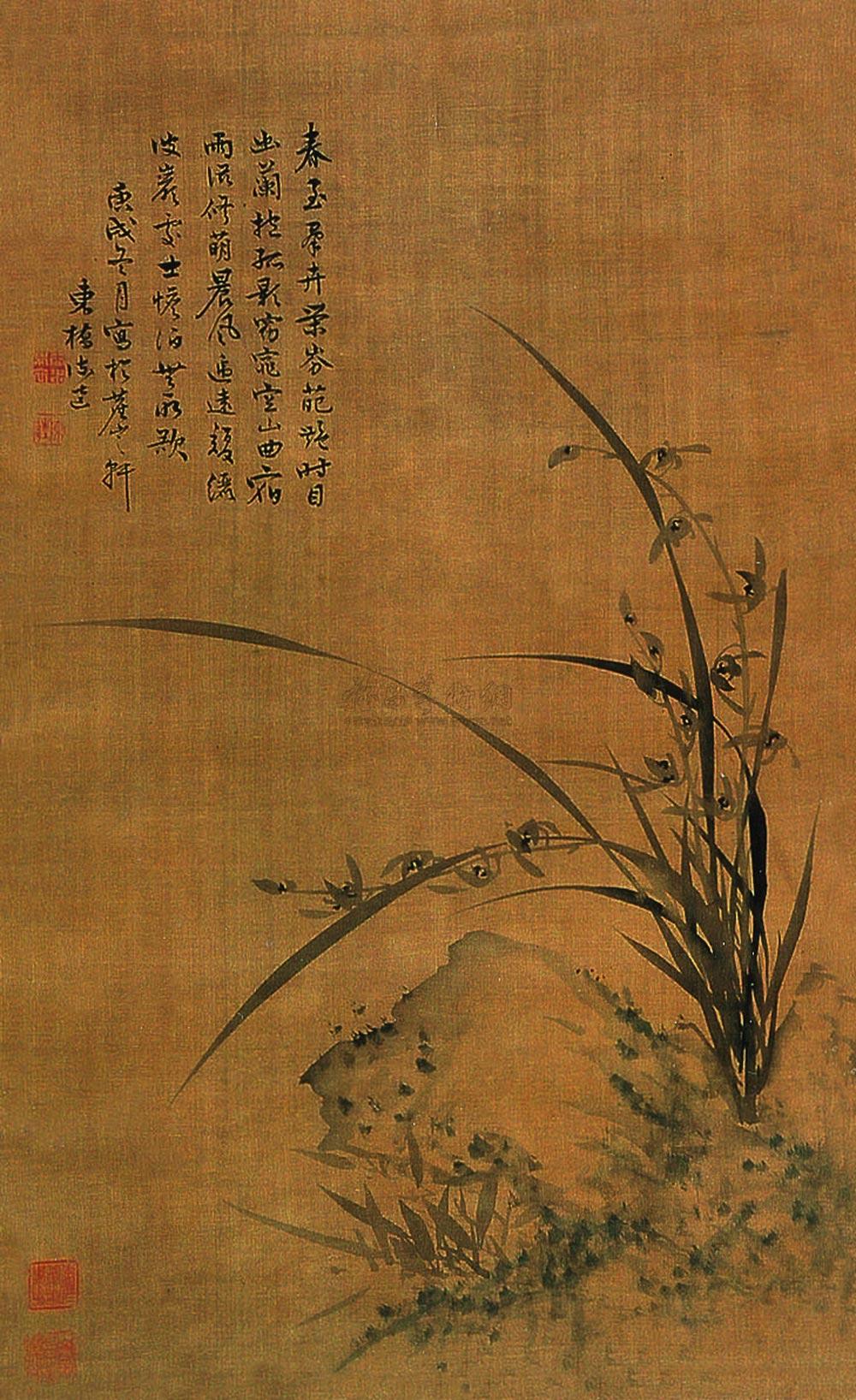 0245兰石立轴水墨绢本