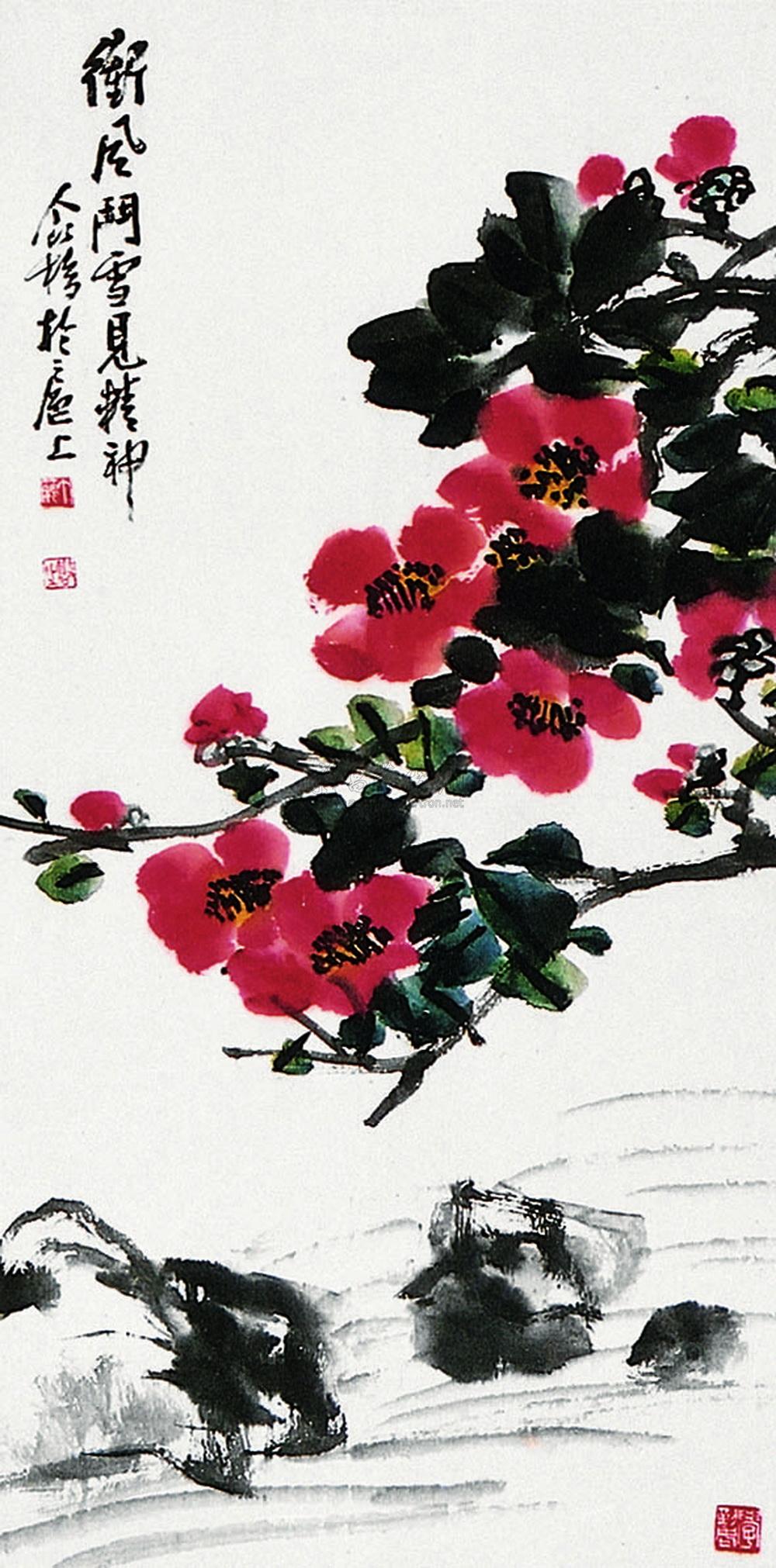 0478 茶花 镜心 设色纸本