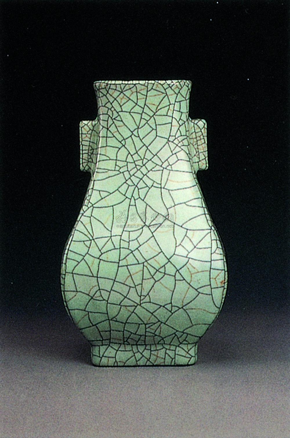 【清乾隆 仿哥窑贯耳方壶】拍卖品_图片_价格_鉴赏_清代单色釉瓷器