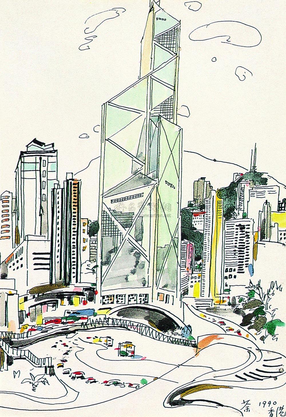 香港中银大厦简笔画图片