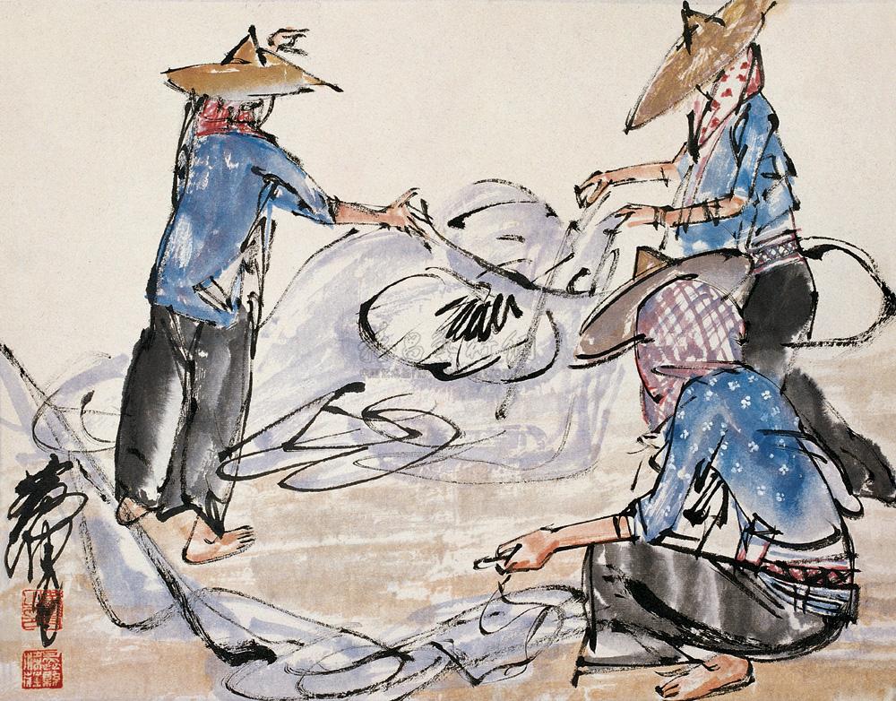 1053渔家女立轴设色纸本