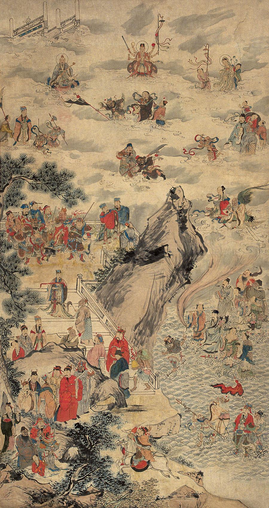 0379神仙图立轴设色纸本