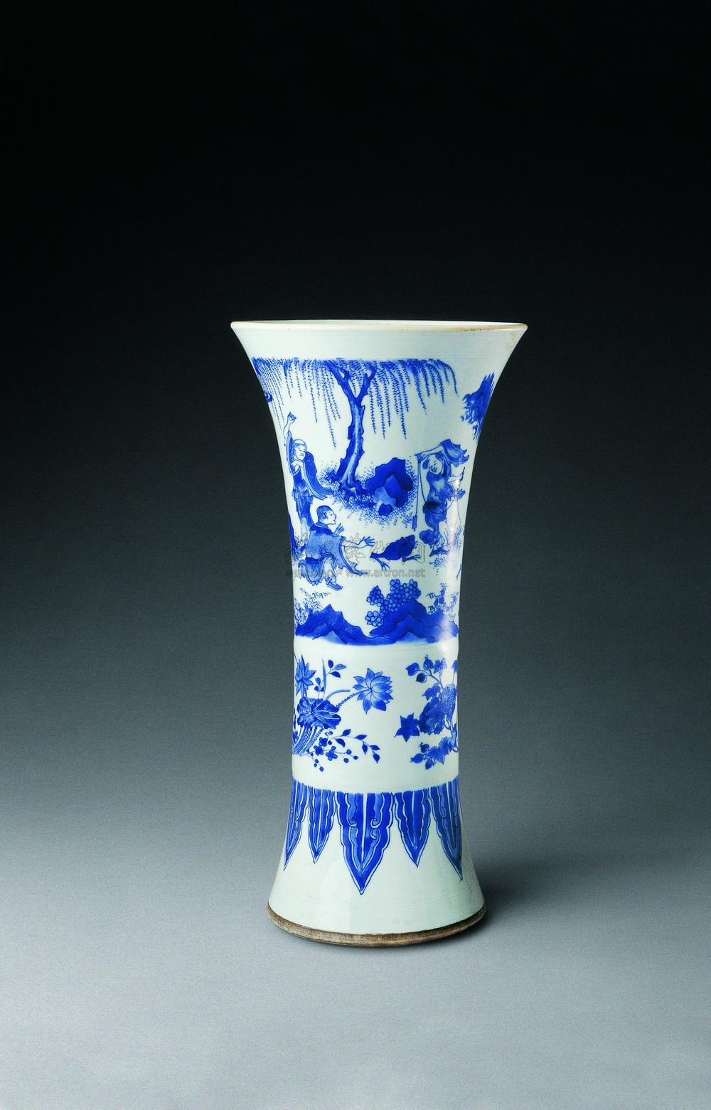 【明崇祯 青花人物图花觚】拍卖品_图片_价格_鉴赏_明代青花瓷器_雅昌