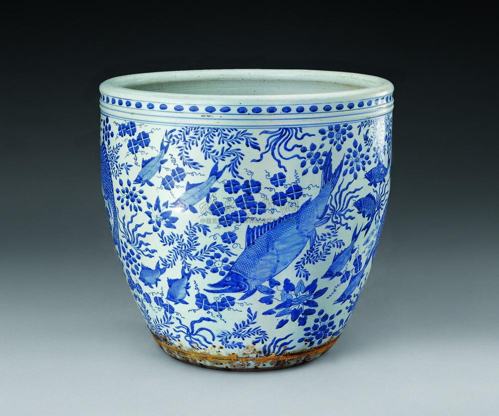 【清康熙 青花鱼藻纹大缸】拍卖品_图片_价格_鉴赏_清代青花瓷器_雅昌