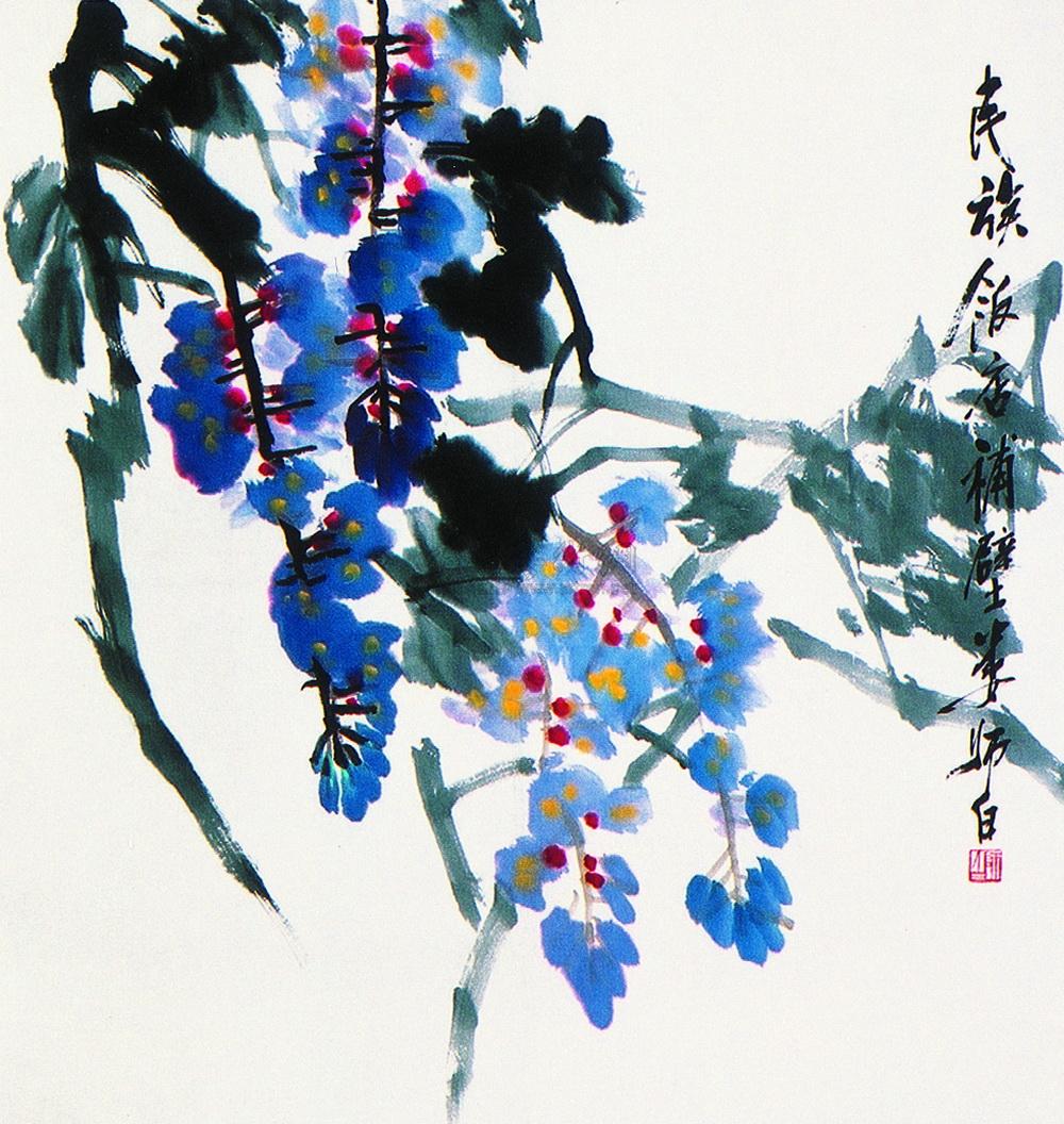 0149紫藤立轴纸本