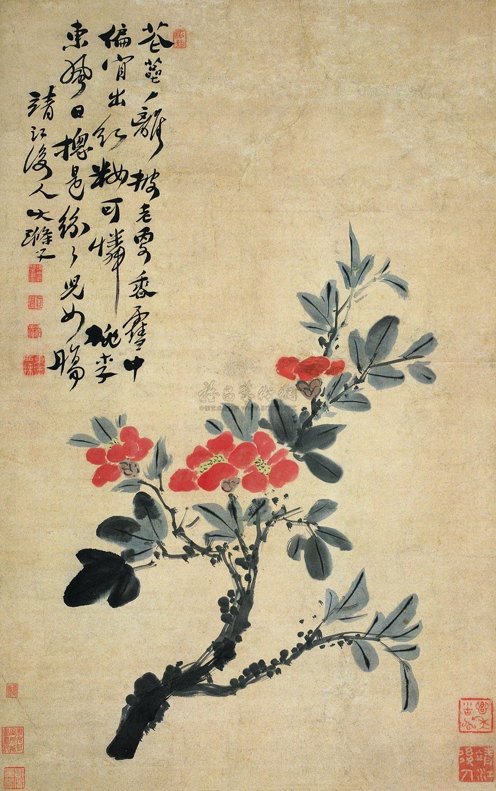 【山茶花 立轴 设色纸本】拍卖品_图片_价格_鉴赏_绘画_雅昌艺术品拍卖网