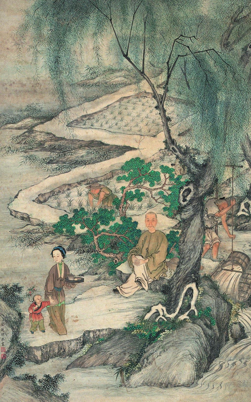 1798 农耕图 立轴 设色纸本