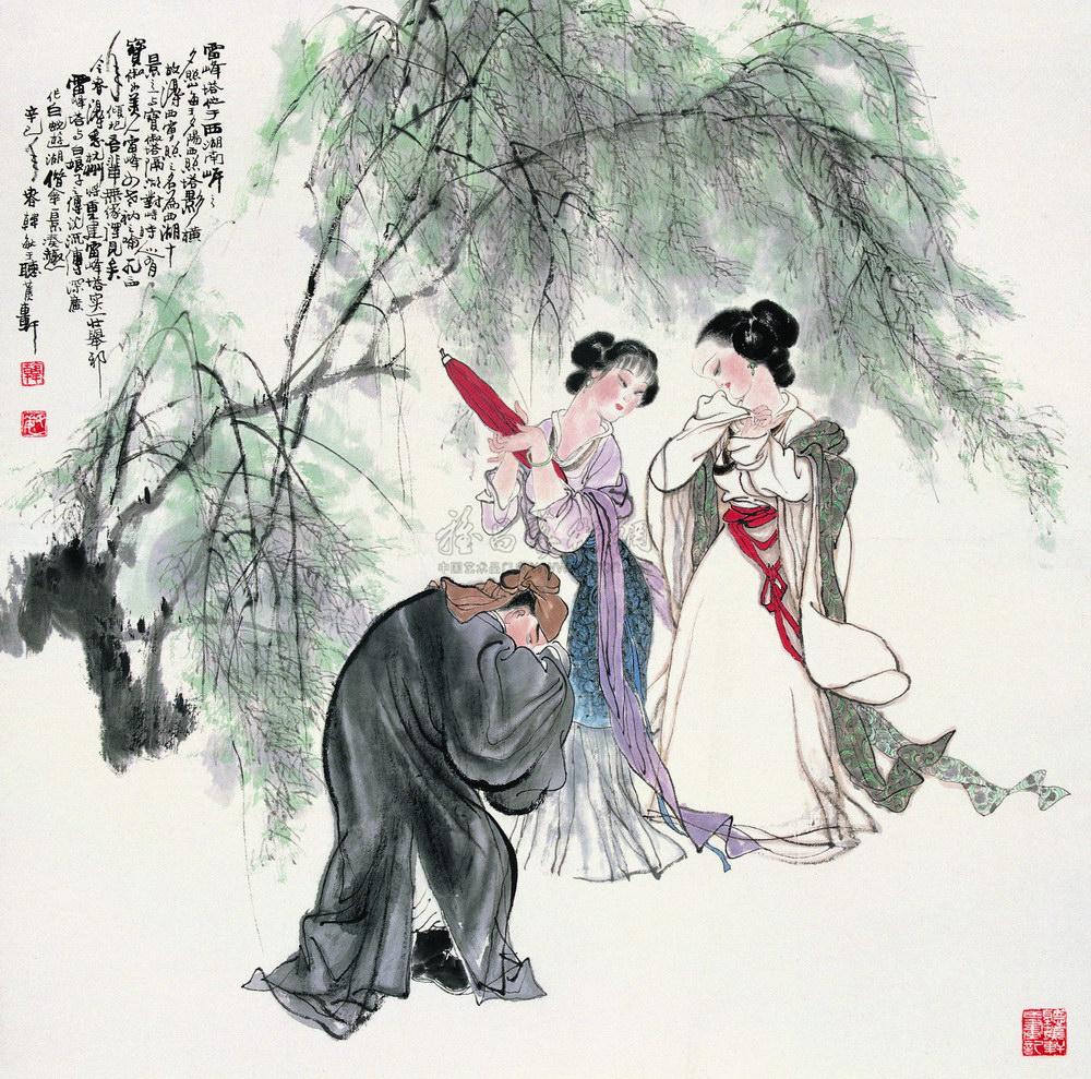 548白蛇传故事图镜心设色纸本