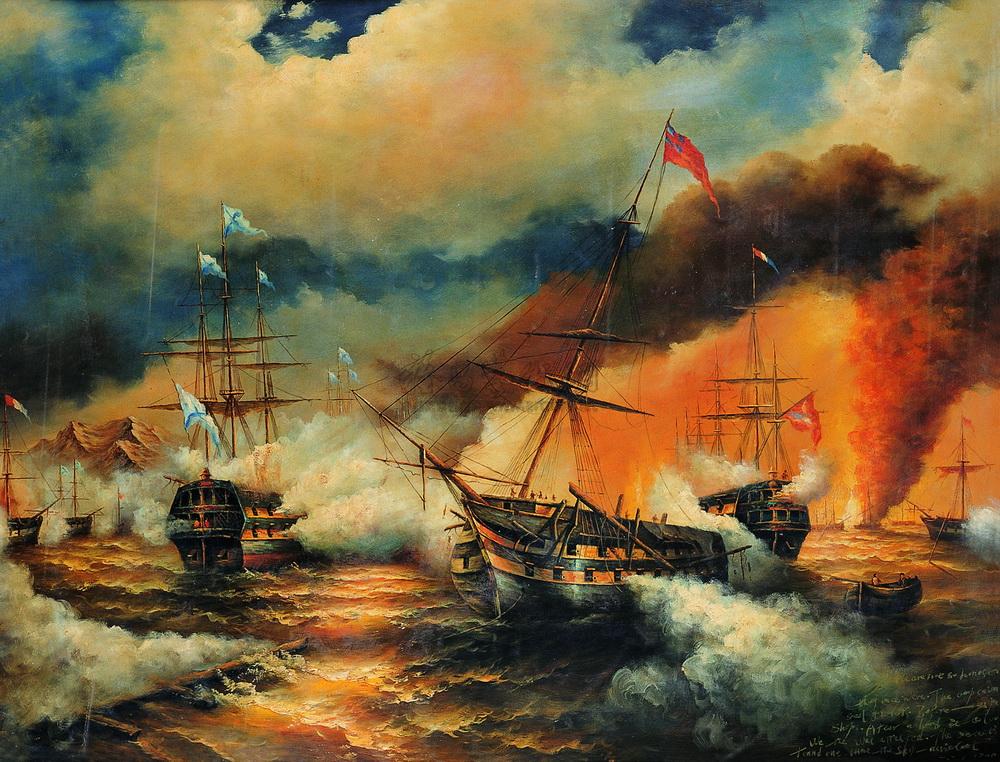 勒班陀海战油画图片