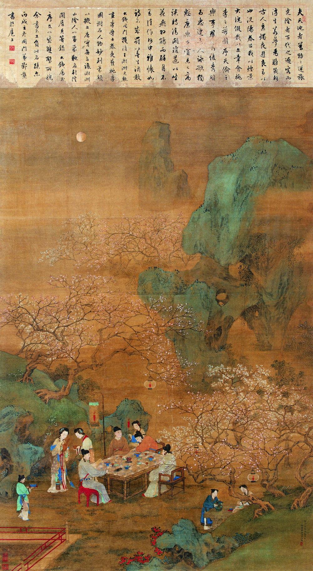 638春夜宴桃李图立轴设色纸本