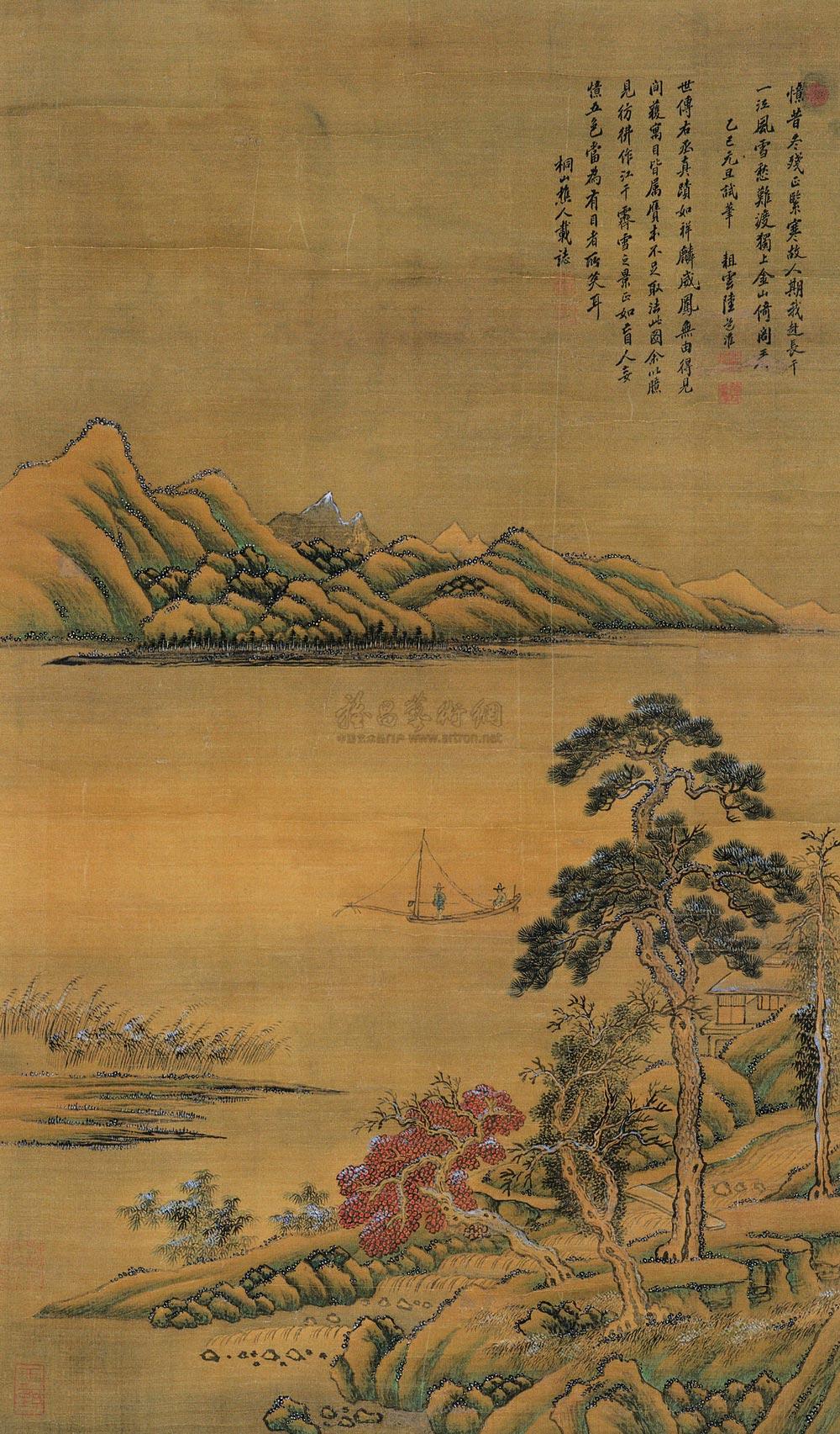 1471 1725年作 江干雪霁图 立轴 设色绢本