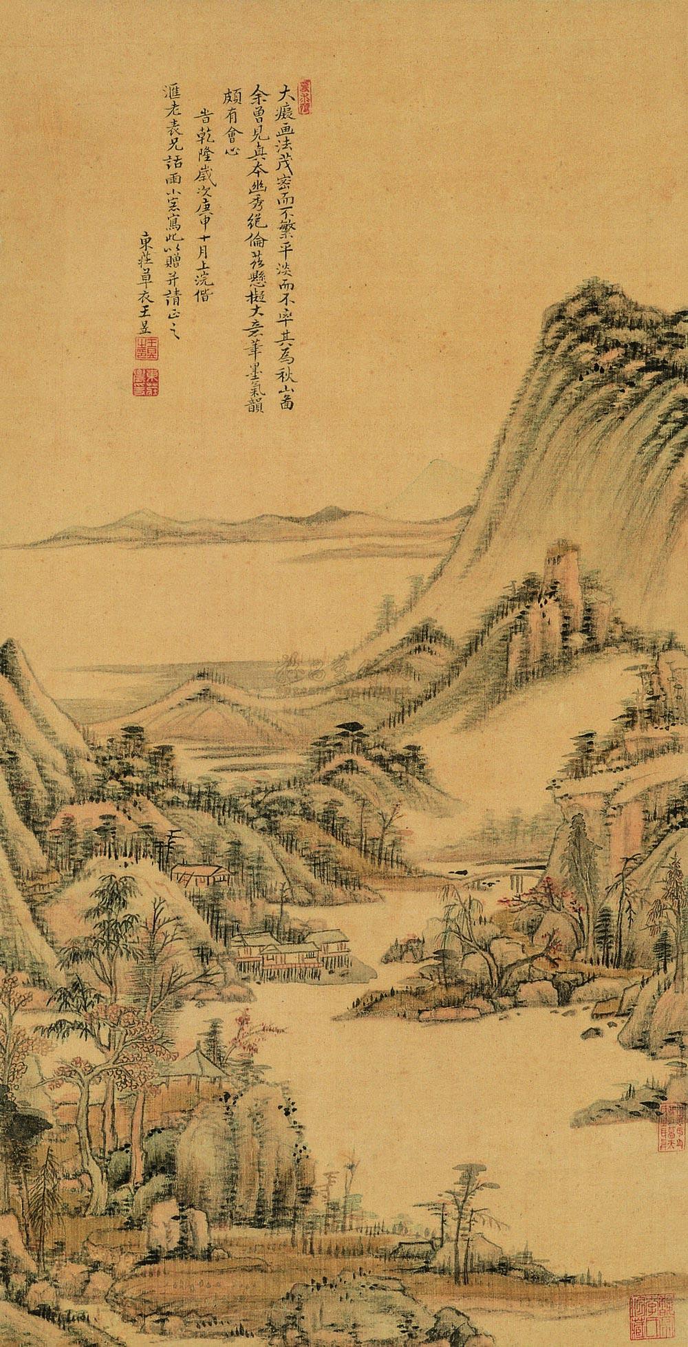 【1740年作 秋山图 立轴 设色绢本】拍卖品_图片_价格_鉴赏_绘画_雅昌