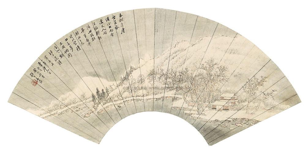 414 1893年作 雪景 扇面 设色纸本