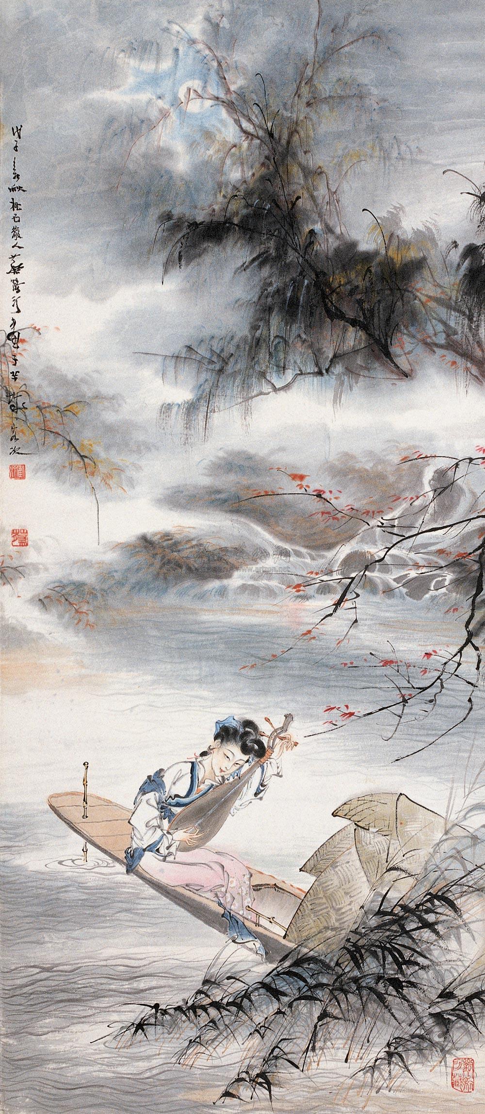 2081948年作平湖秋月图镜心纸本设色