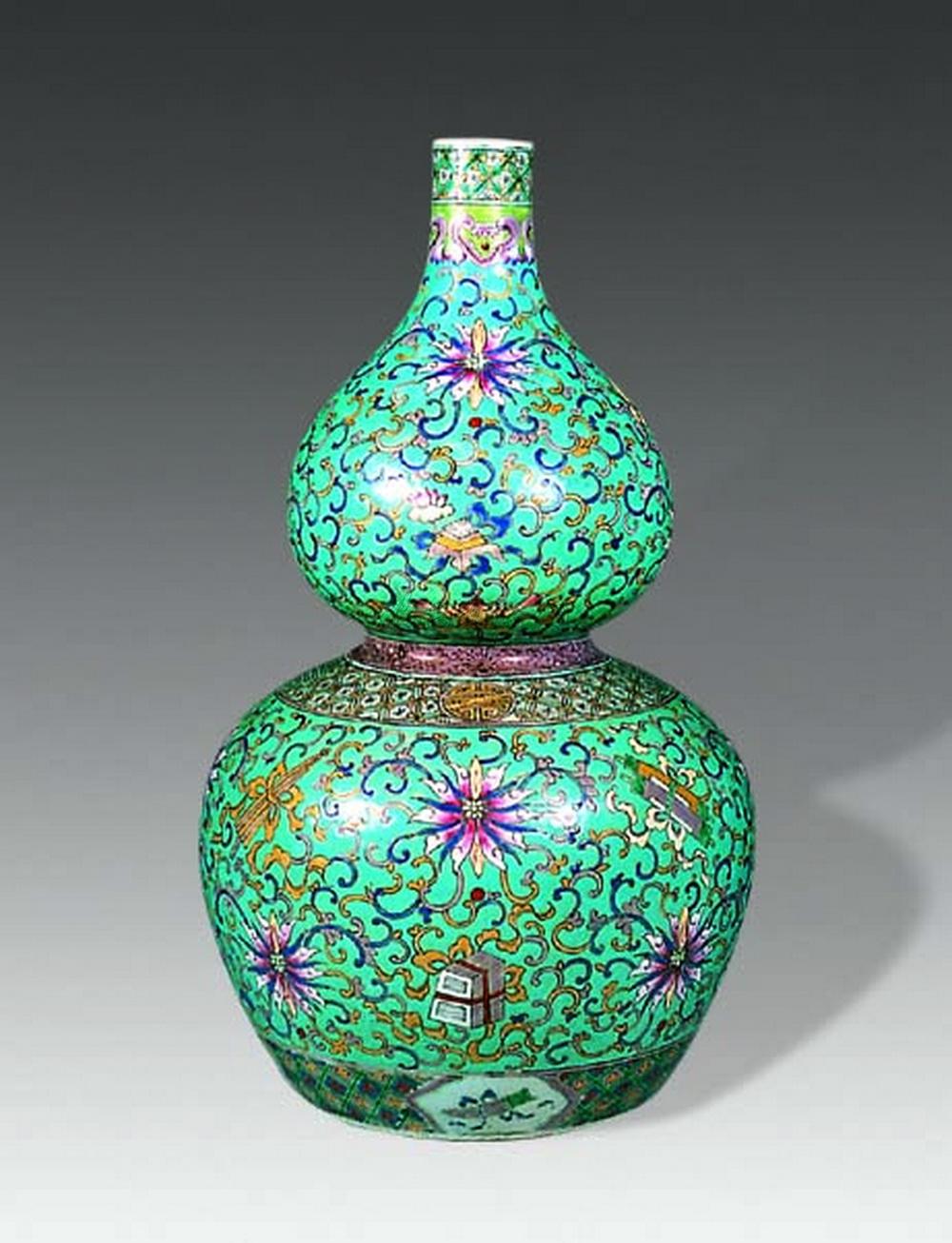 1973 清光绪 粉彩勾莲暗八仙葫芦瓶