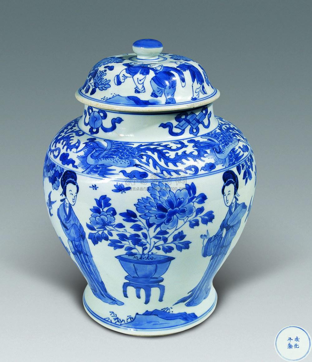 【清康熙 青花仕女纹将军罐】拍卖品_图片_价格_鉴赏_清代青花瓷器