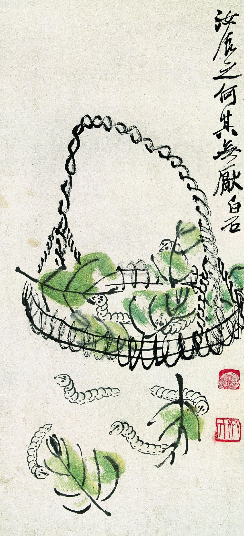 1303春蚕镜心设色纸本