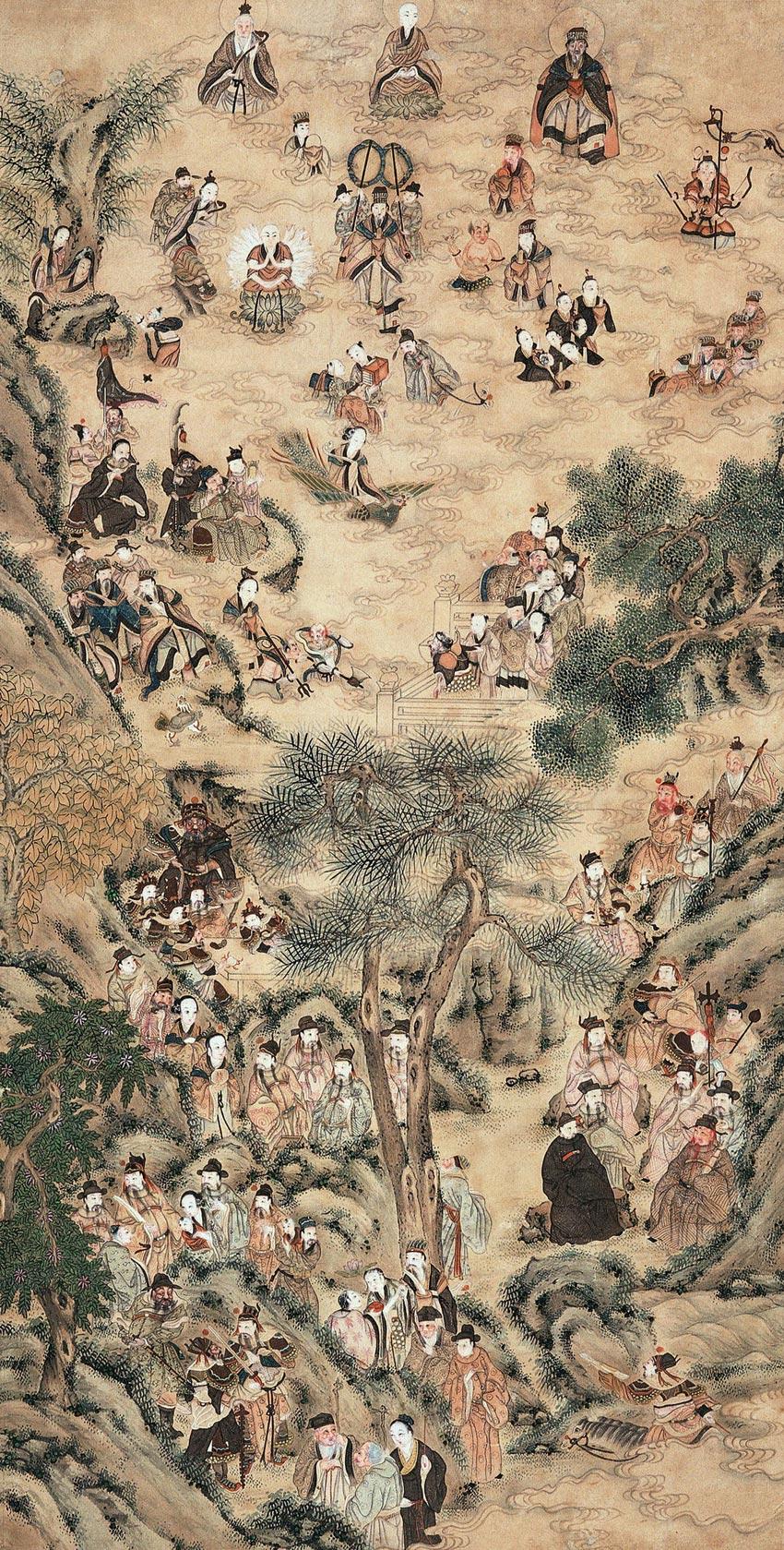 844群仙图立轴设色纸本