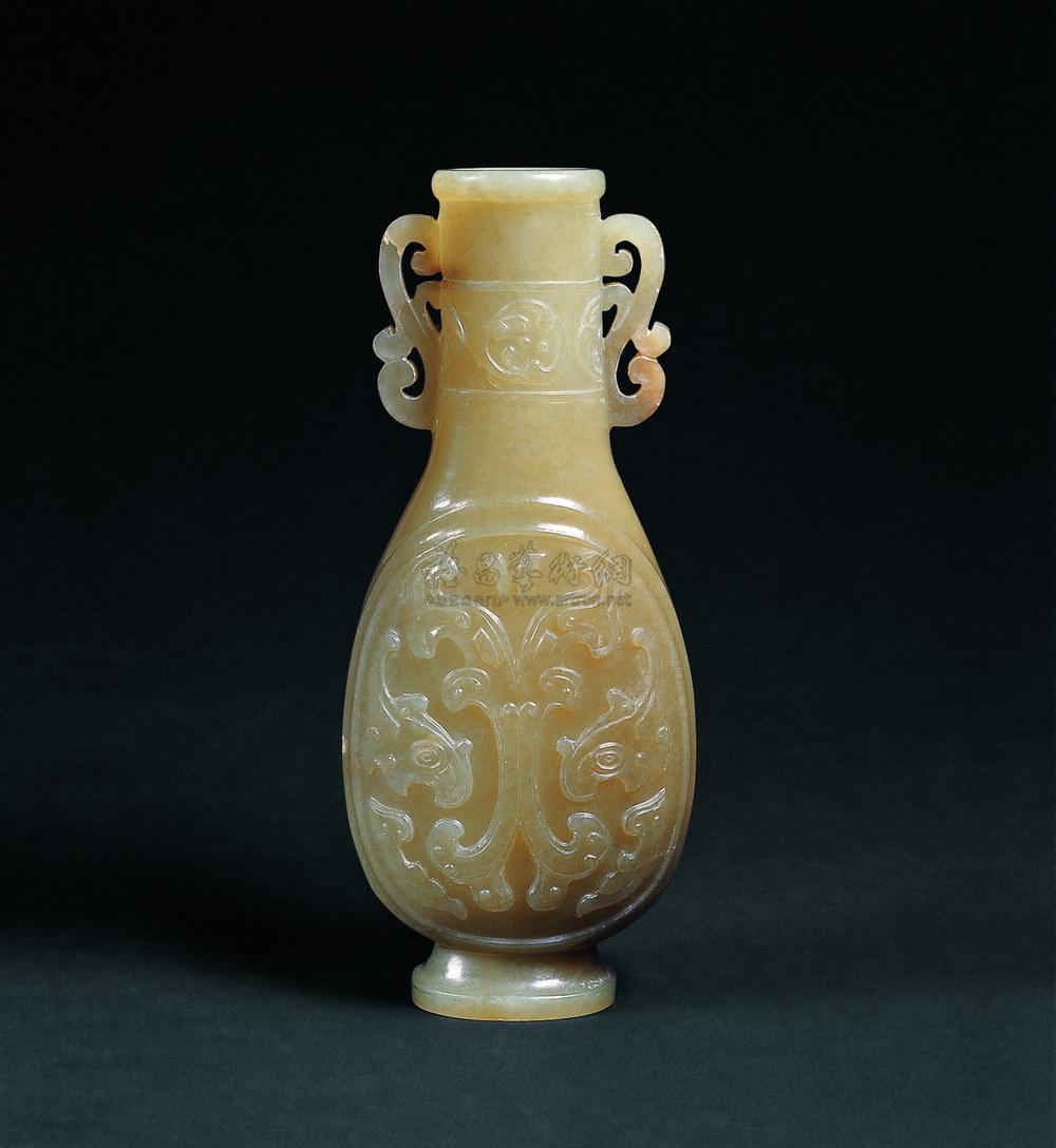 0082清中期玉雕双耳瓶