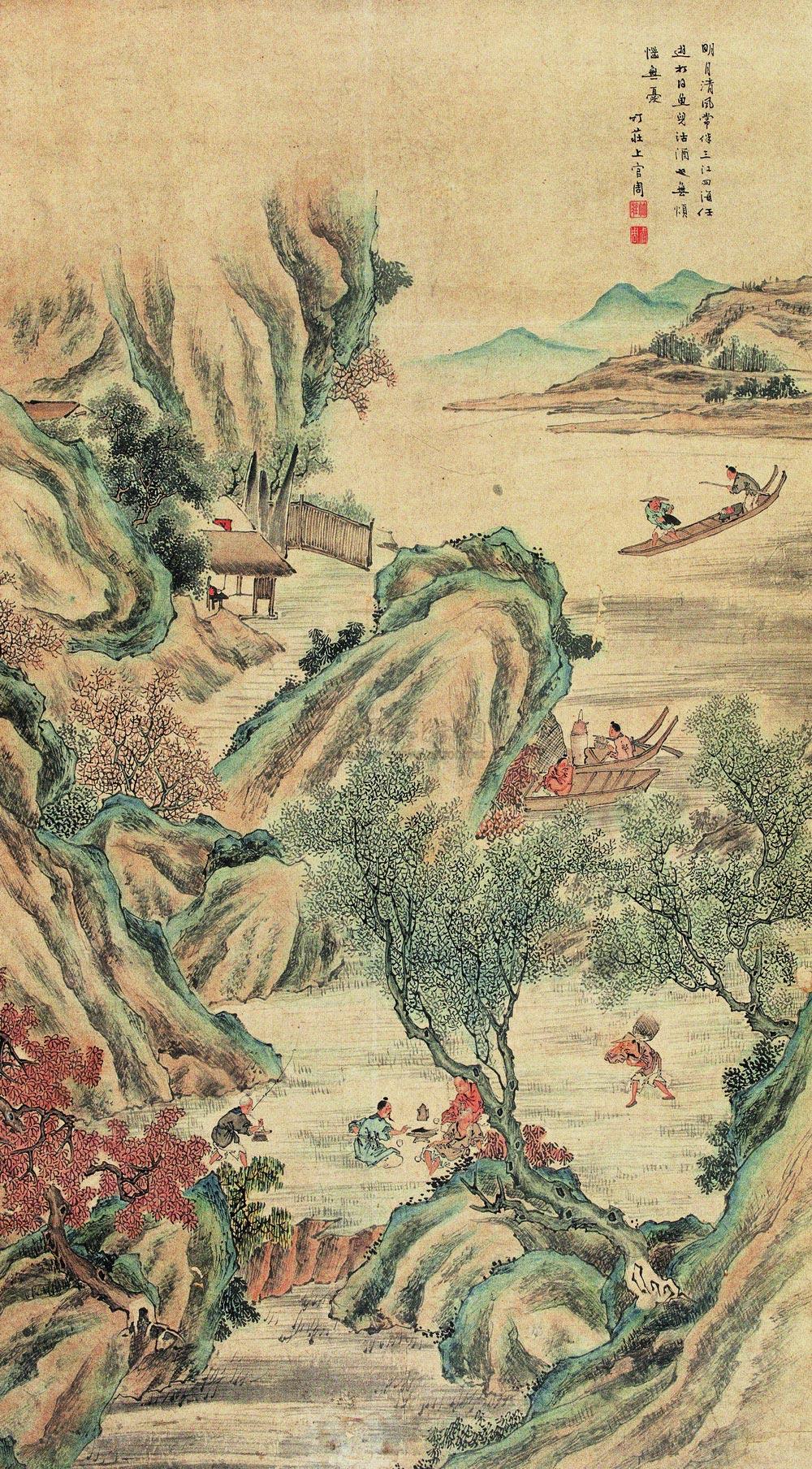 【明月清风 立轴 设色纸本】拍卖品_图片_价格_鉴赏_绘画_雅昌艺术品拍卖网