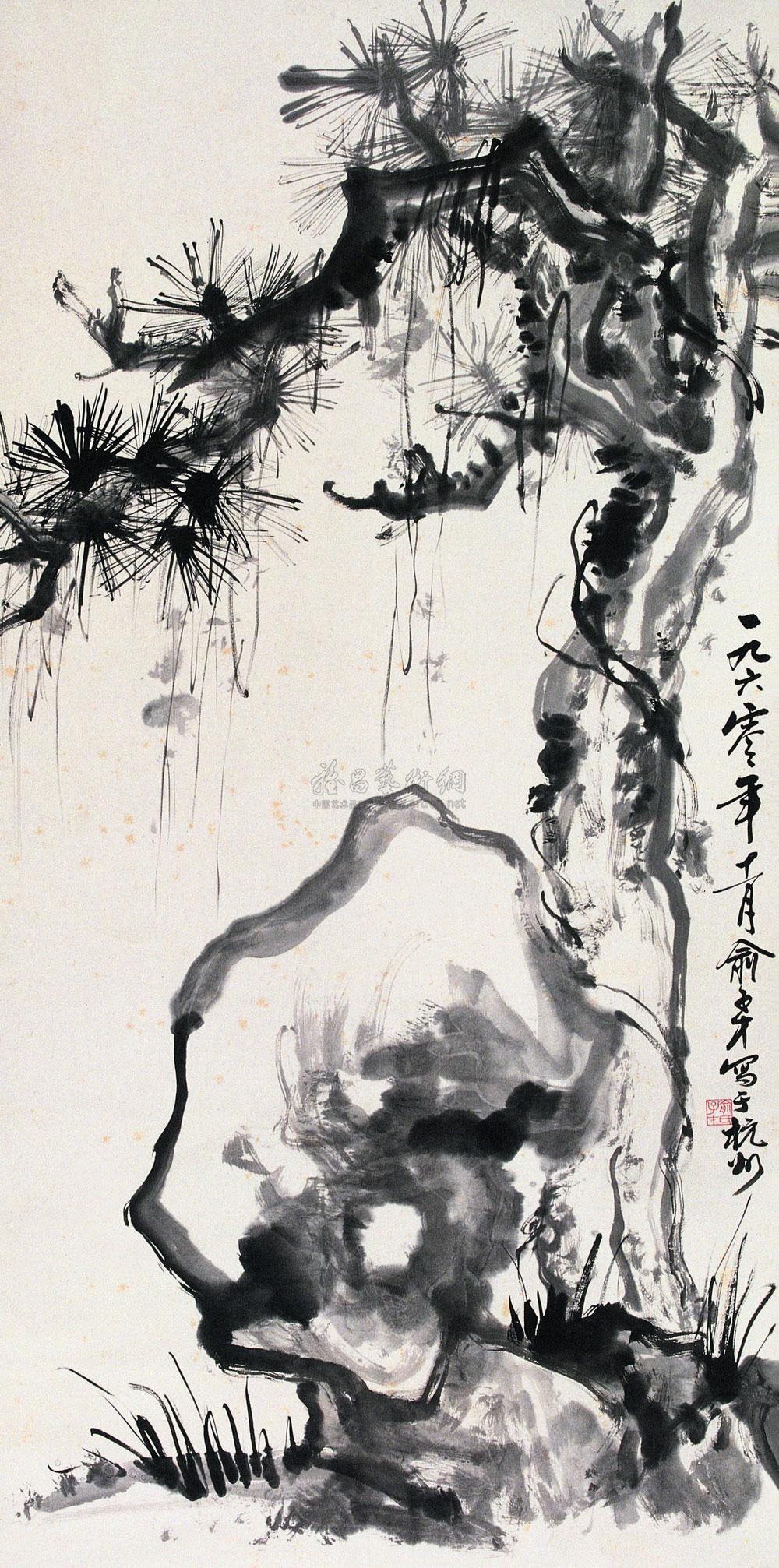 0976墨松图立轴水墨纸本