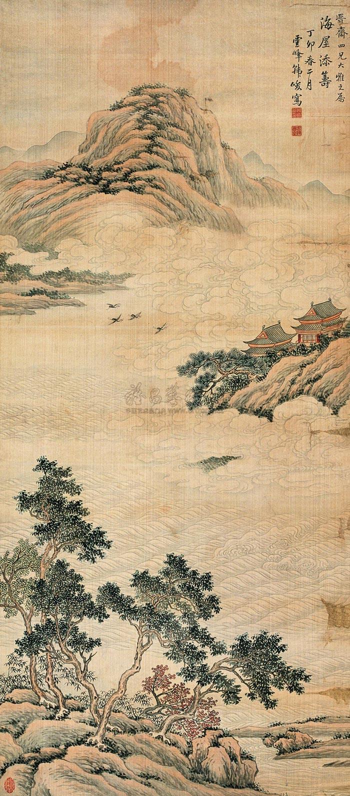 【海屋添筹 立轴 设色绢本】拍卖品_图片_价格_鉴赏_绘画_雅昌艺术品拍卖网
