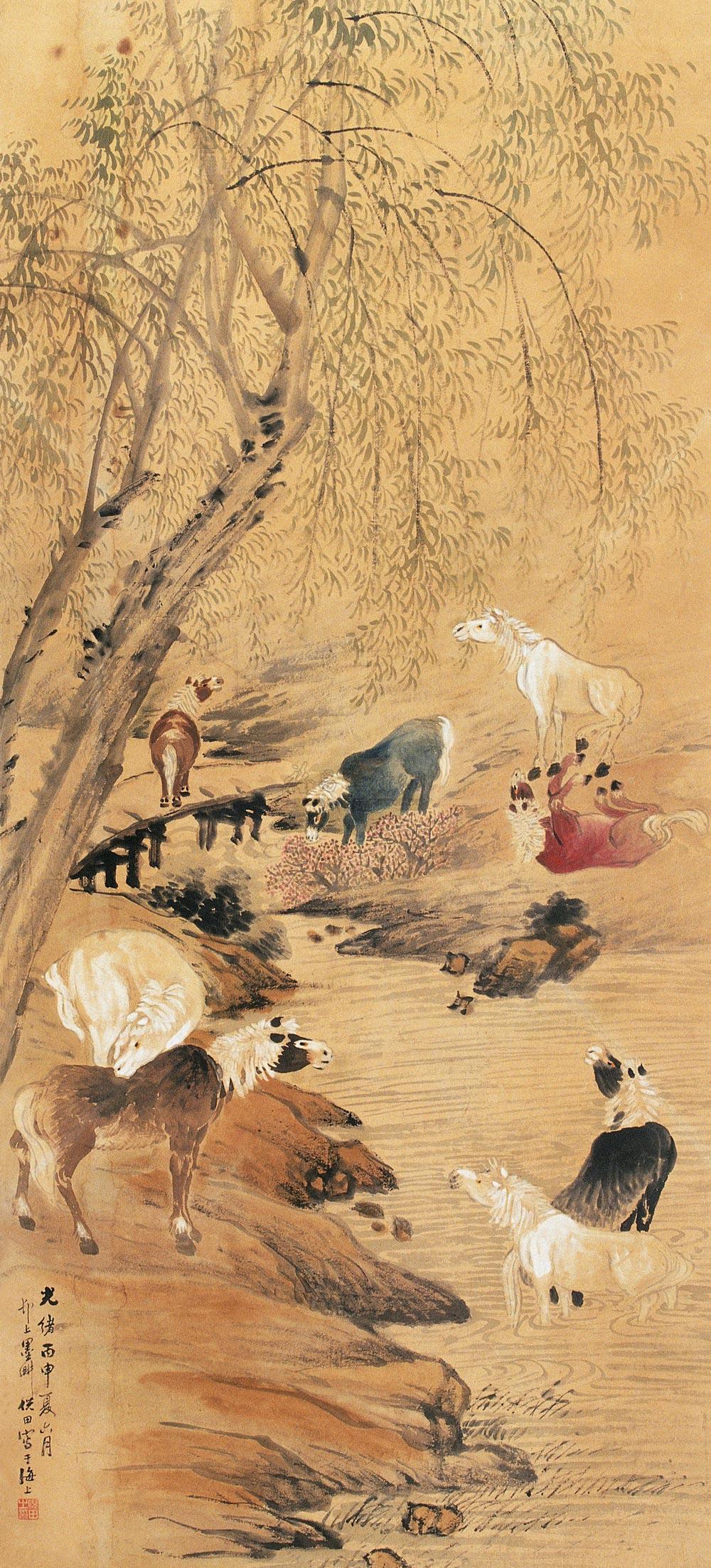0616 群马图 立轴 纸本
