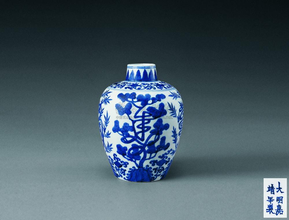 【明嘉靖 青花缠枝寿字纹罐】拍卖品_图片_价格_鉴赏_明代青花瓷器