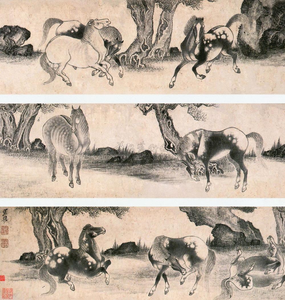 0376 八骏图 手卷 水墨纸本