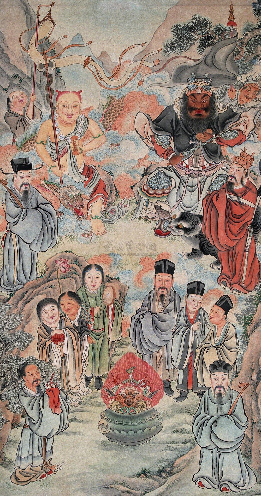 0618 众神图 立轴 设色纸本