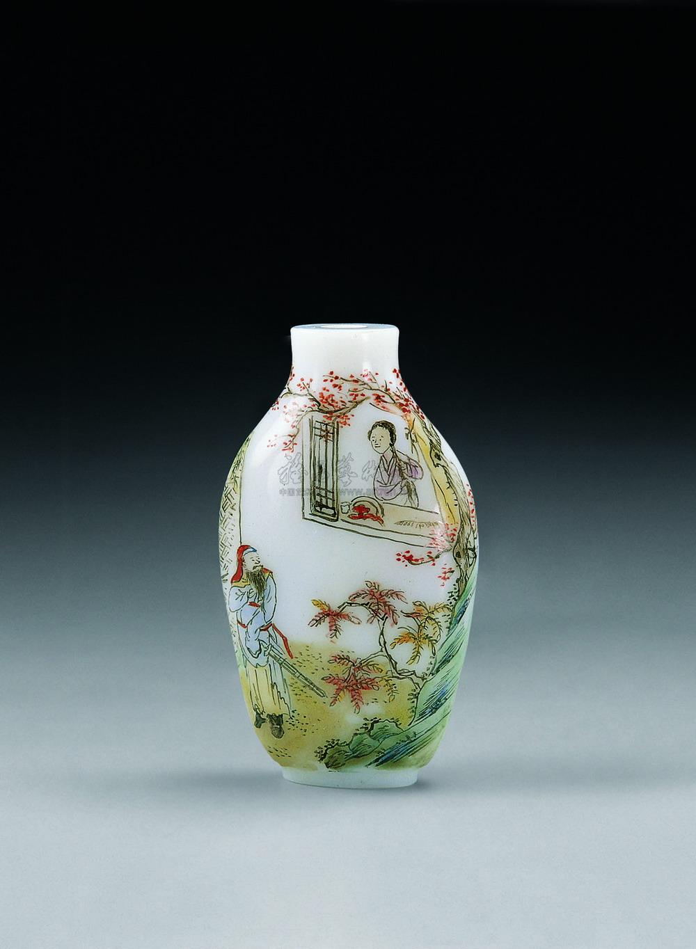 0886民国古月轩人物故事纹烟壶