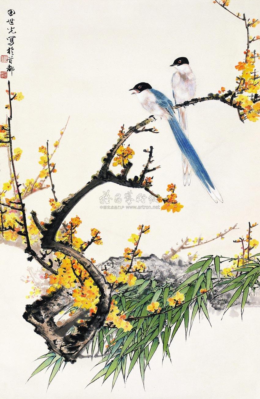 0255 喜上梅梢图 立轴 纸本设色
