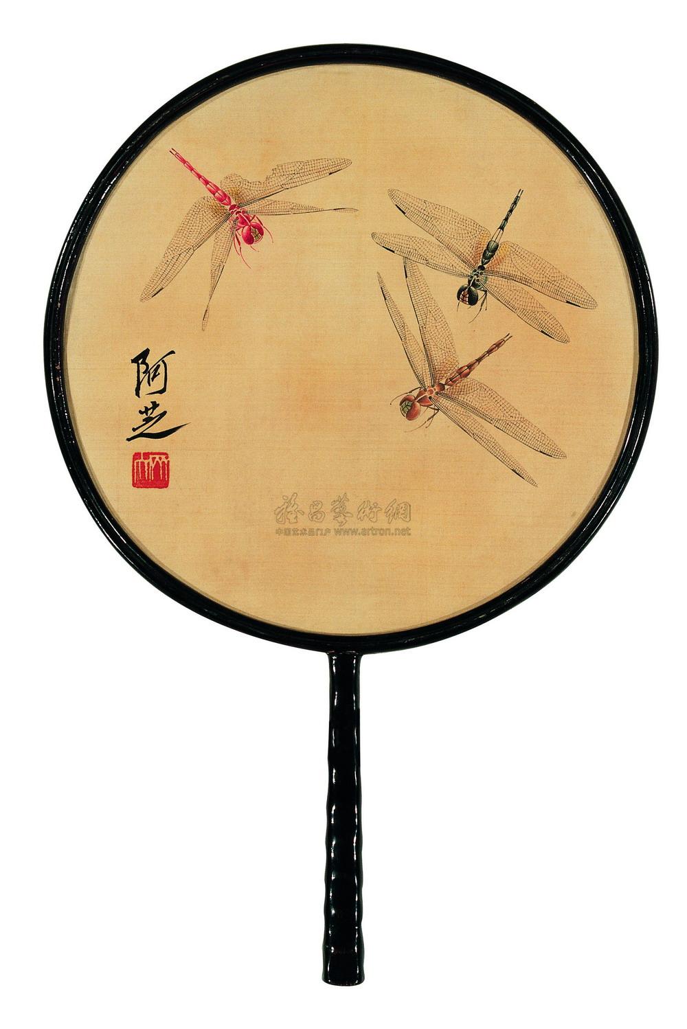 0140蜻蜓团扇设色绢本