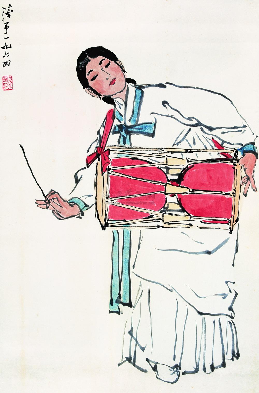 01621964年作鲜族花鼓立轴设色纸本