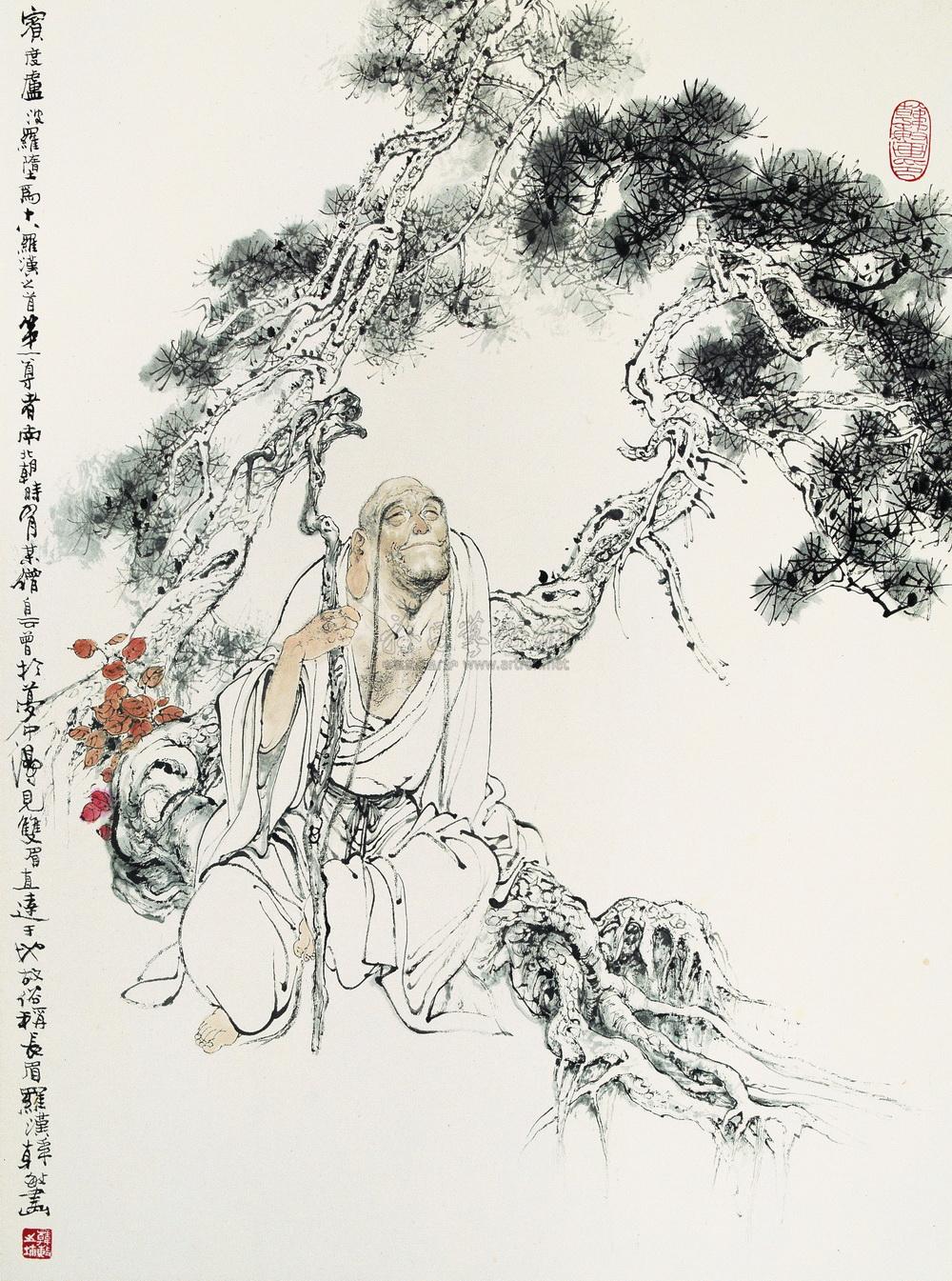 0321长眉罗汉图立轴
