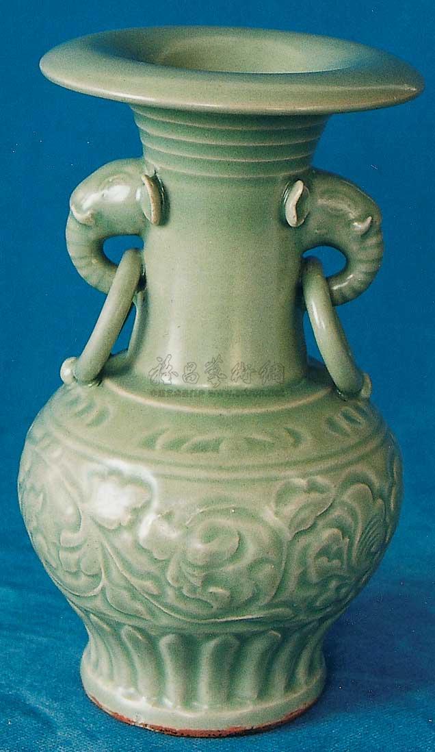 【明 龙泉刻花双象耳尊】拍卖品_图片_价格_鉴赏_明代单色釉瓷器_雅昌