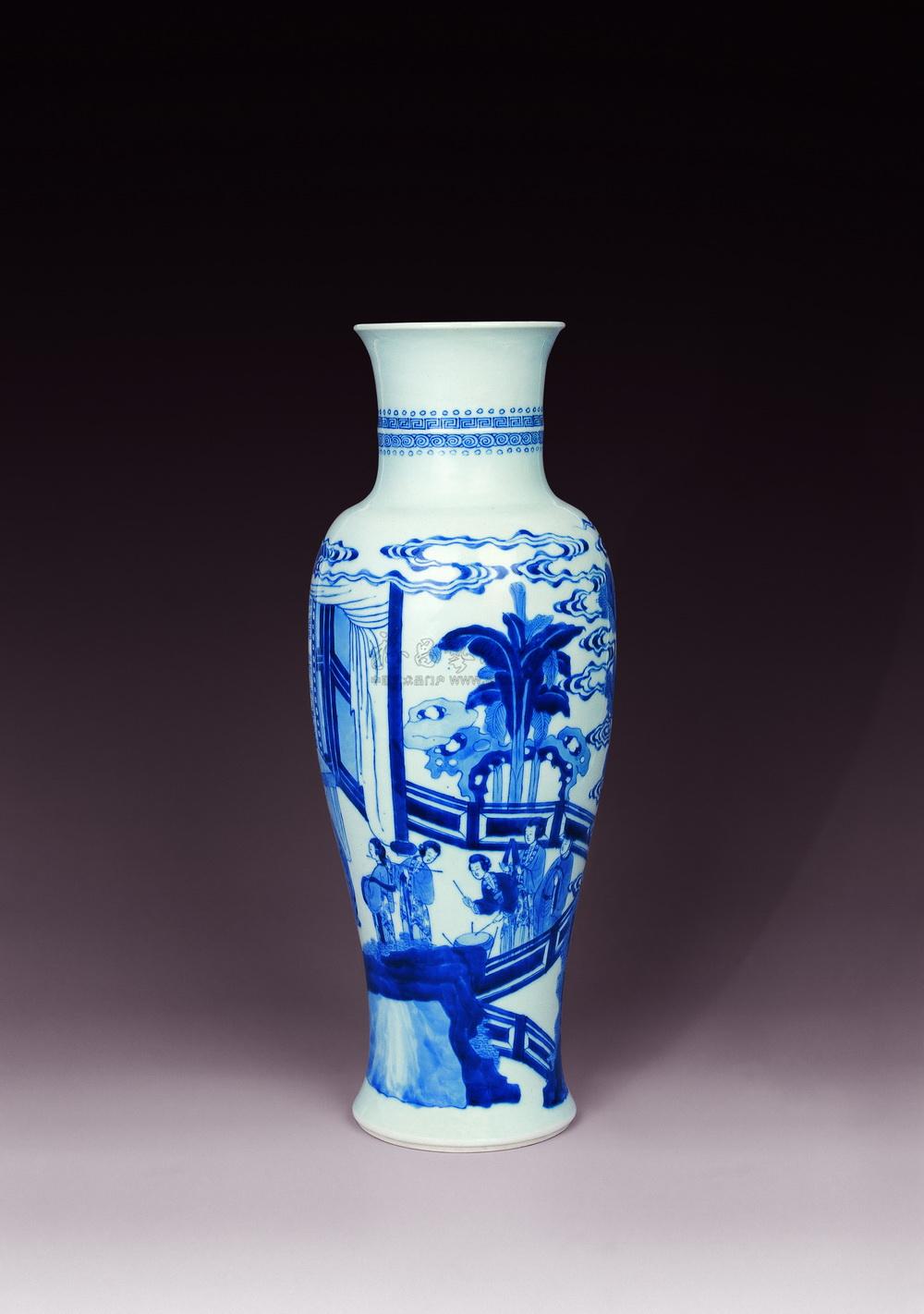 【清康熙 青花人物观音瓶】拍卖品_图片_价格_鉴赏_清代青花瓷器_雅昌