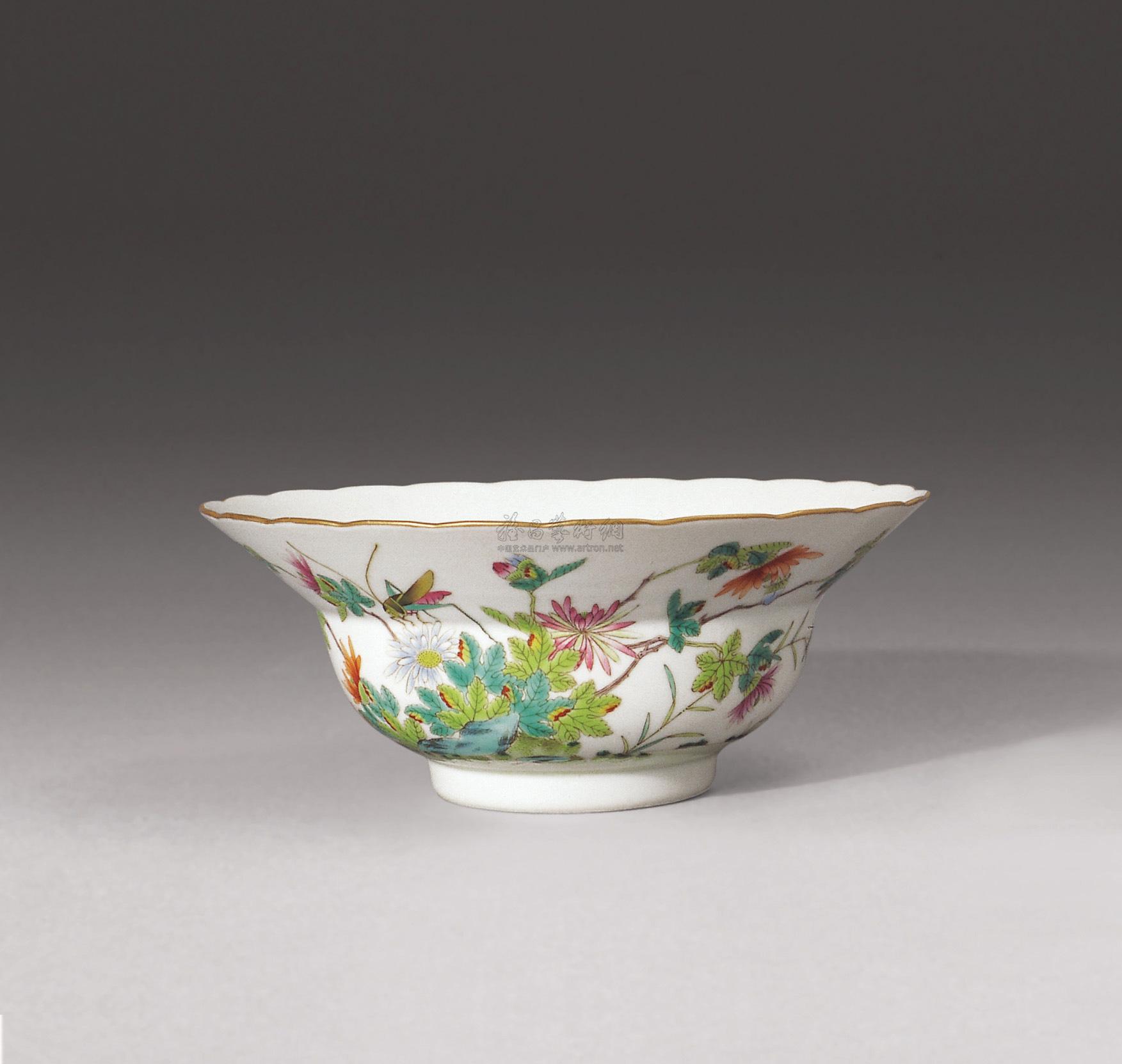 【清道光 粉彩草虫花口碗】拍卖品_图片_价格_鉴赏_清代粉彩瓷器_雅昌