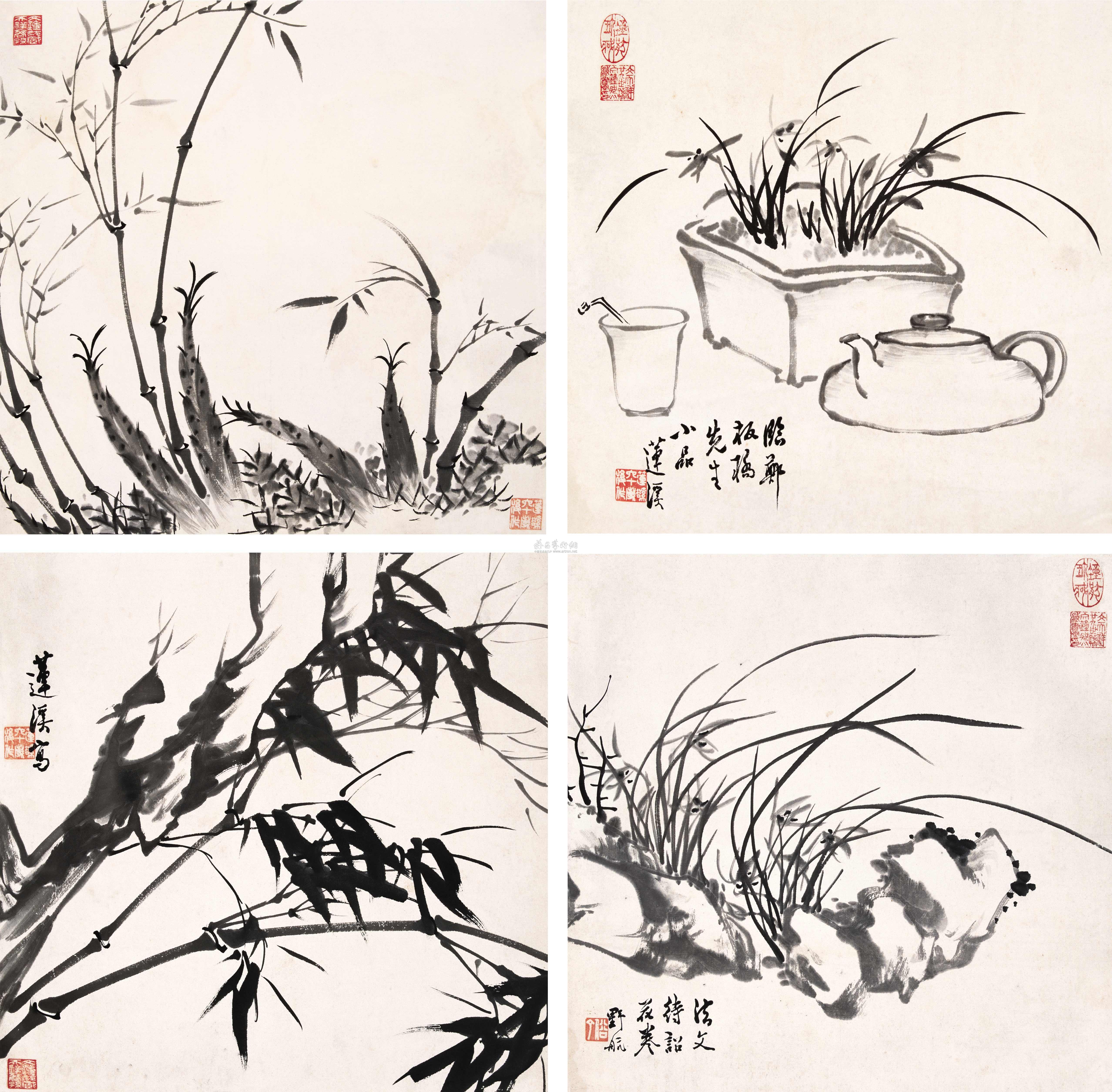 1638 兰竹 册页 (十开选四) 纸本