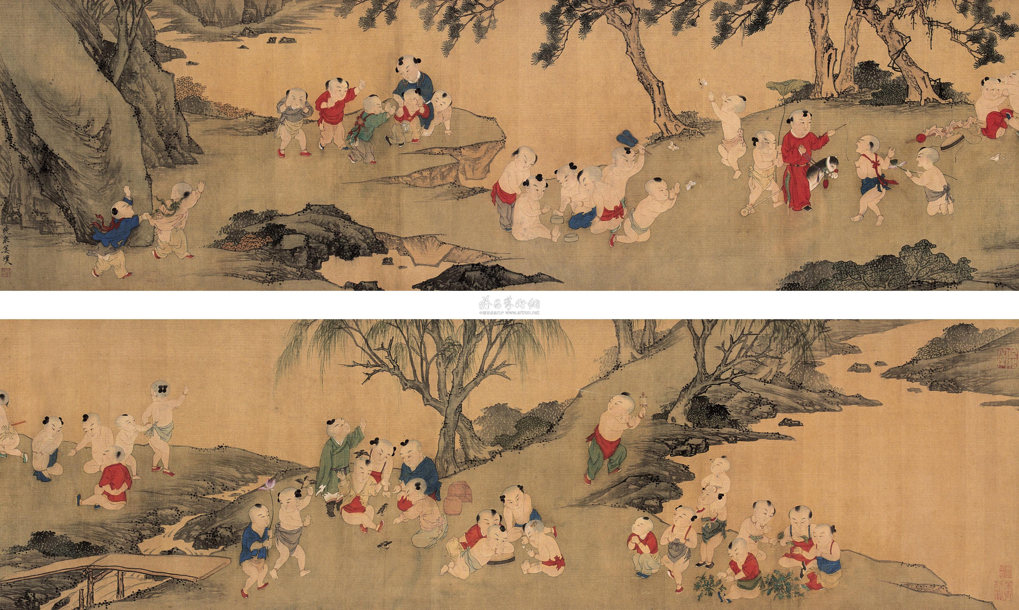 1661婴戏图手卷绢本