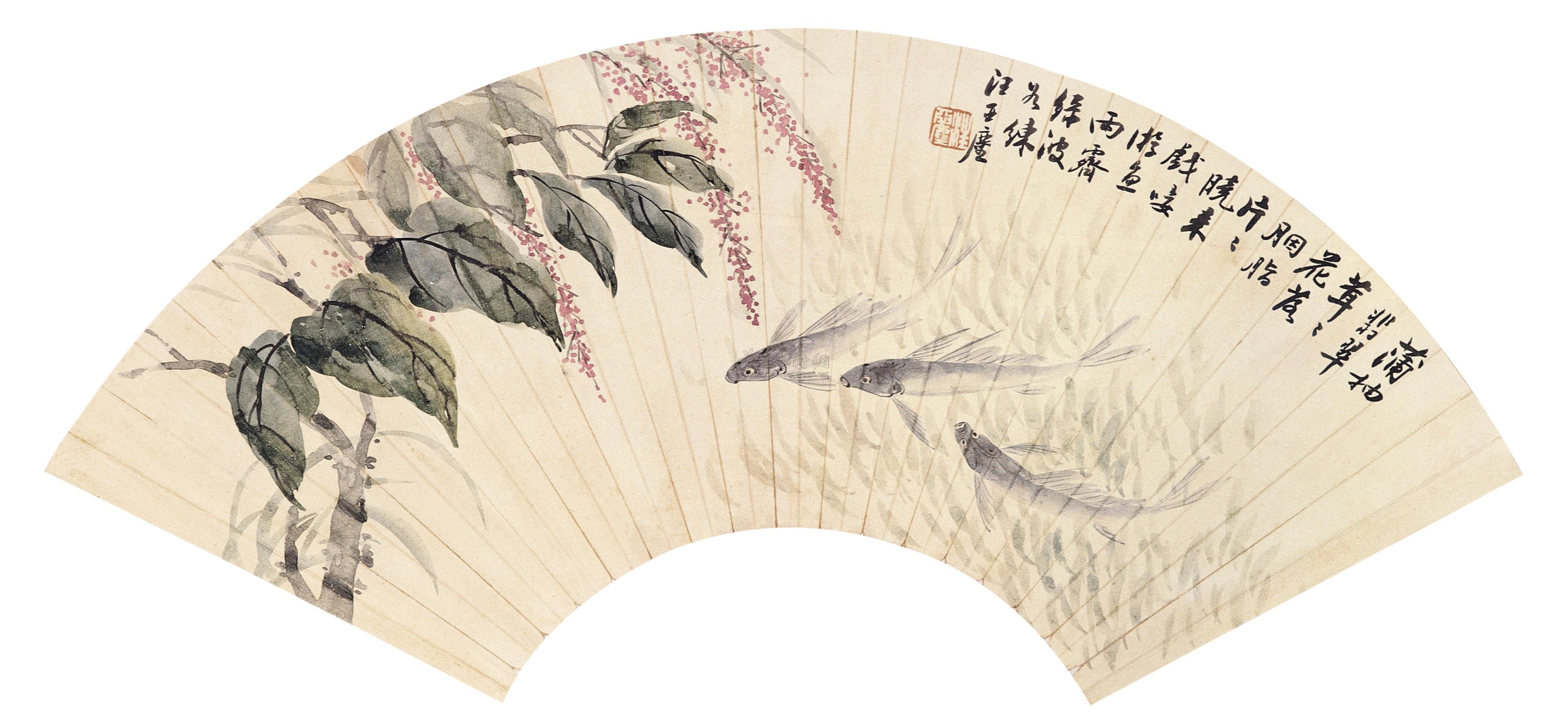 0004 秋塘游鱼 镜心 设色纸本