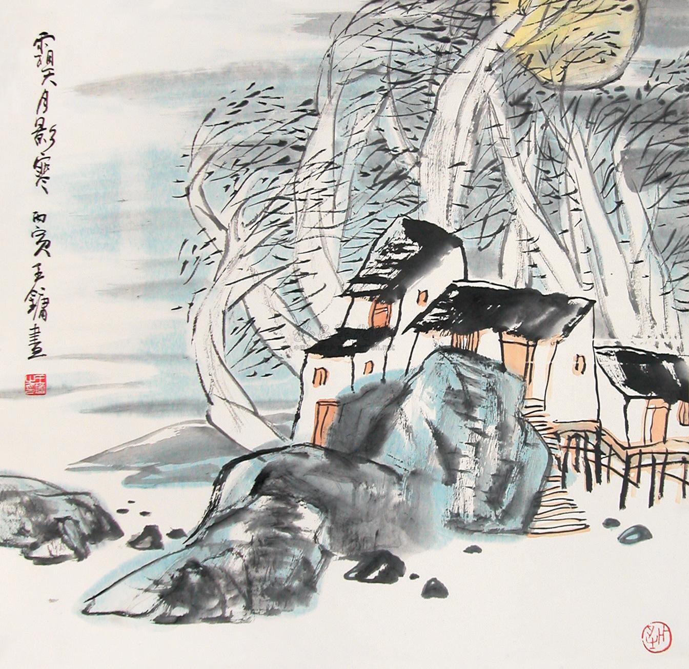 【霜天月影寒 立轴 设色纸本】拍卖品_图片_价格_鉴赏_绘画_雅昌艺术品拍卖网