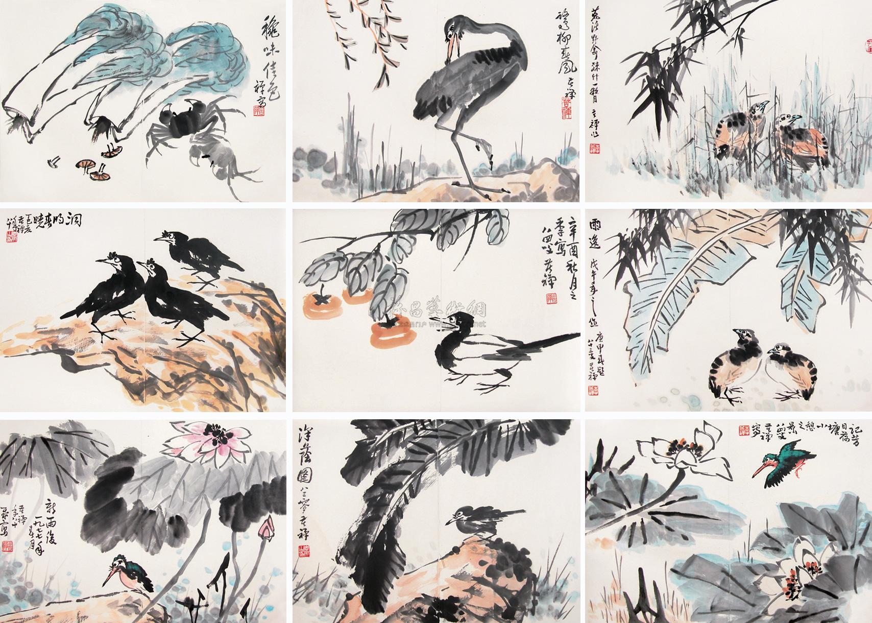 【花鸟小品 册页 设色纸本】拍卖品_图片_价格_鉴