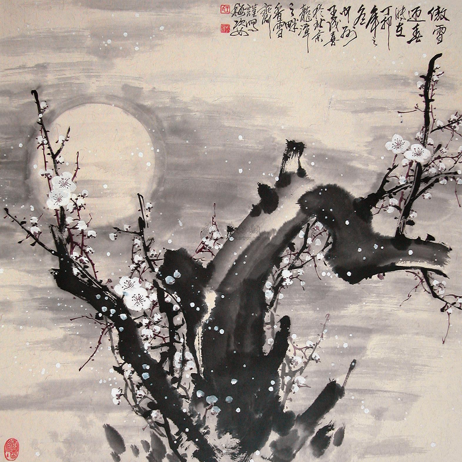 【傲雪迎春 立轴 设色纸本】拍卖品_图片_价格_鉴赏_绘画_雅昌艺术品