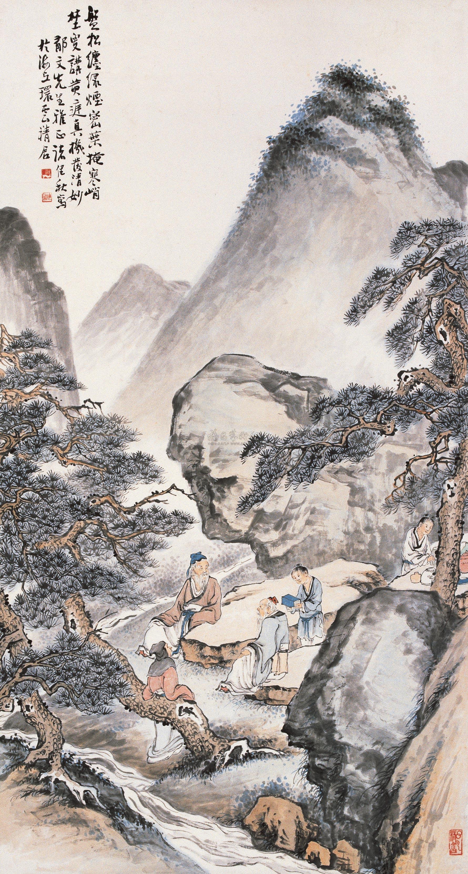 0524 文会图 立轴 设色纸本